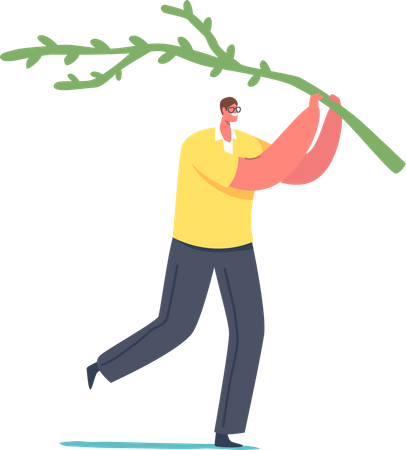 Woman doing tree plantation Illustration