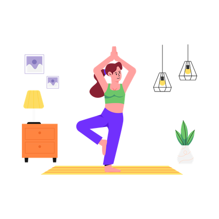 Woman Doing Tree Pose  Illustration