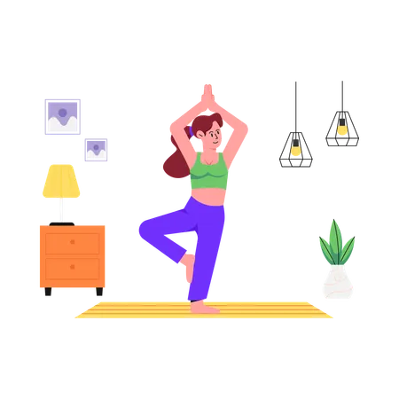 Woman Doing Tree Pose  Illustration