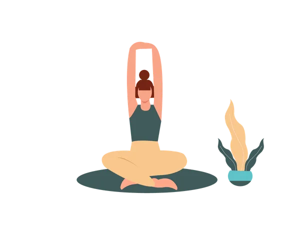 Woman doing tree yoga pose  Illustration