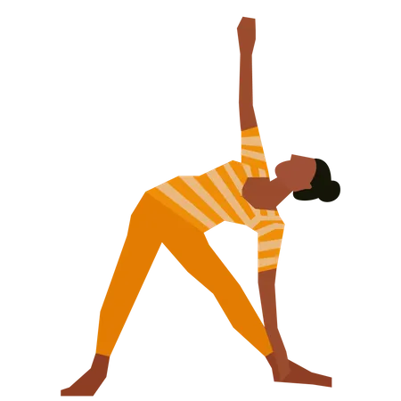 Woman doing triangle yoga pose  イラスト