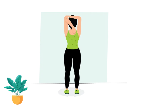 Woman doing Tricep Stretch  Illustration