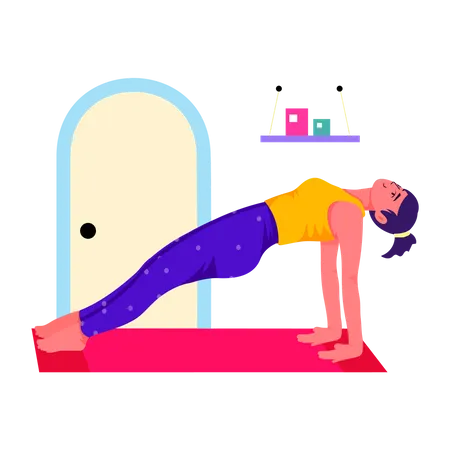 Woman doing Upward Plank  Illustration