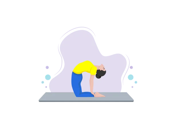 Woman doing ustrasana aasan  Illustration