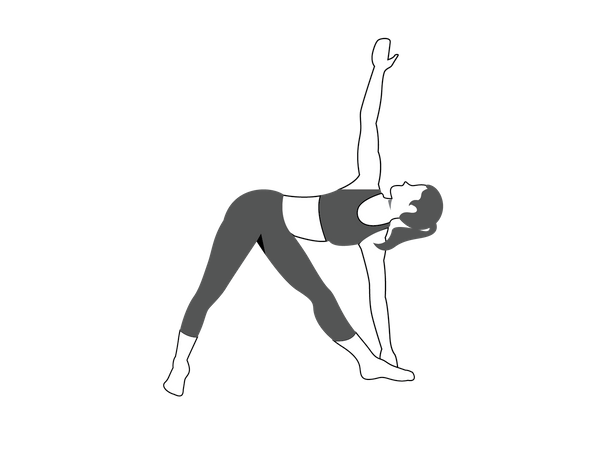 Woman doing Utthita Trikonasana  일러스트레이션