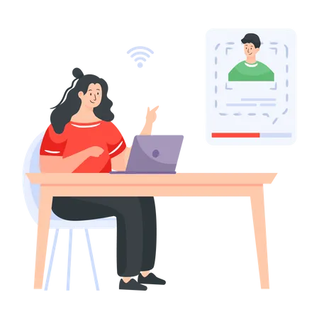 Woman doing video conference Illustration