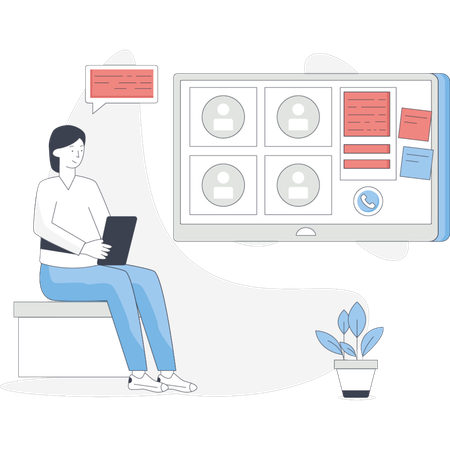 Woman doing video conference  Illustration