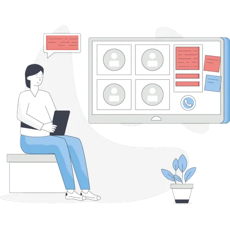 Woman doing video conference  Illustration