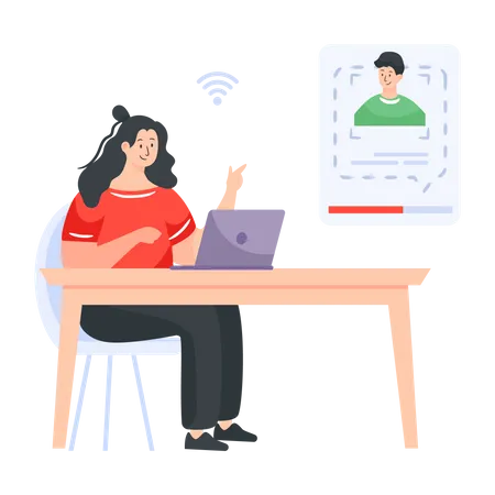 Woman doing video conference  Illustration