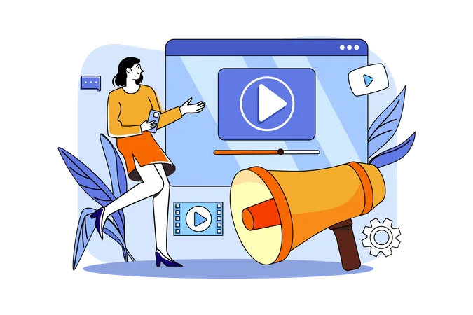 Woman Doing Video Marketing  Illustration