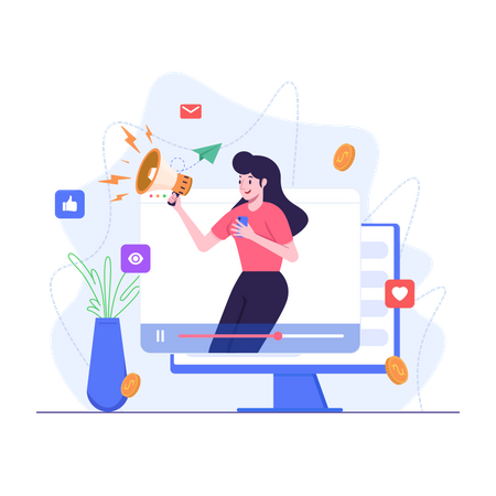 Woman doing video marketing  Illustration