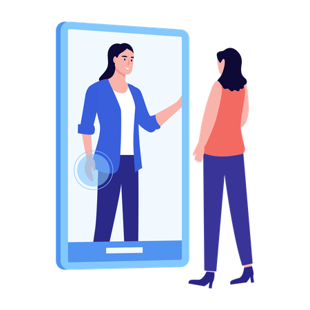 WoMan doing virtual interaction  Illustration