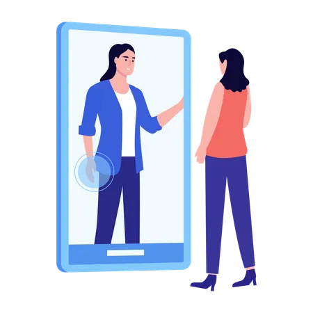 WoMan doing virtual interaction  Illustration