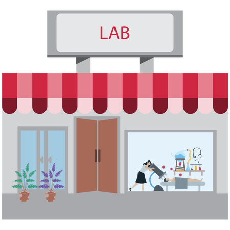 Woman doing Virtual Lab Experiment  Illustration