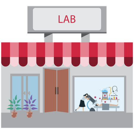 Woman doing Virtual Lab Experiment  Illustration