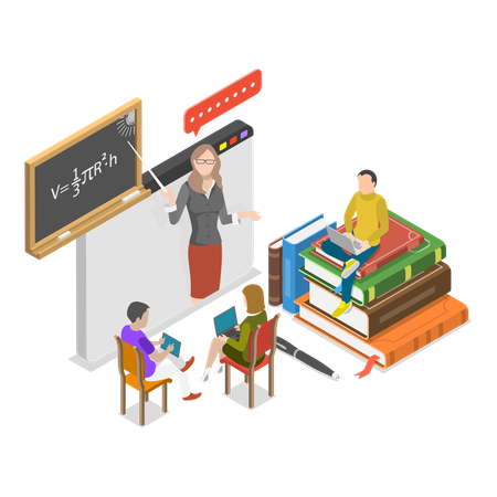 Woman doing Virtual Learning  Illustration