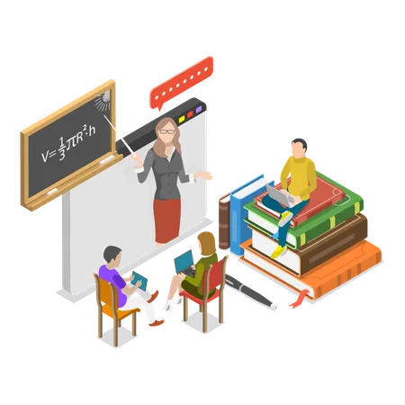 Woman doing Virtual Learning  Illustration