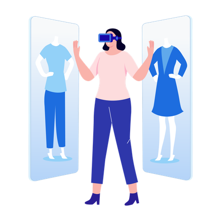 WoMan doing virtual shopping  Illustration