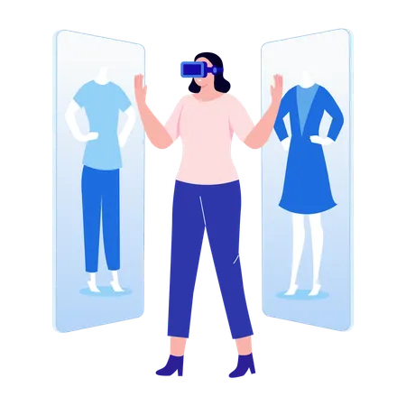 WoMan doing virtual shopping  Illustration