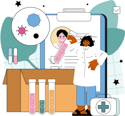 Woman doing virus testing  Illustration