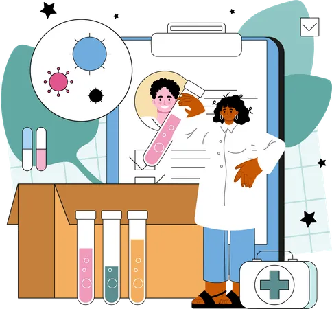 Woman doing virus testing  Illustration