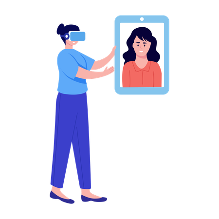 WoMan doing vr communication  Illustration