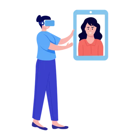 WoMan doing vr communication  Illustration