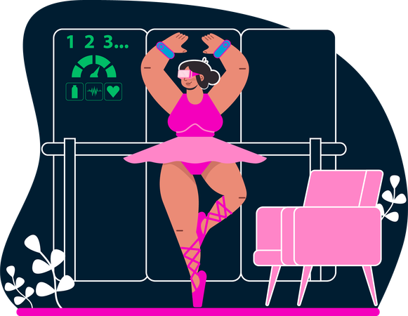 Woman doing VR dance  Illustration