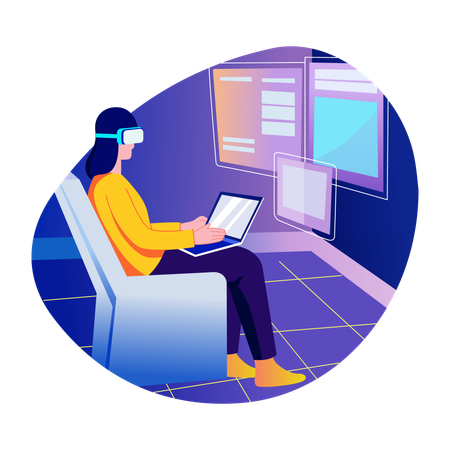 Woman doing vr job  Illustration