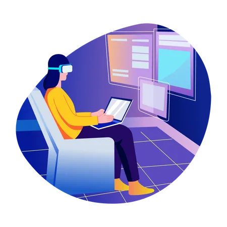 Woman doing vr job  Illustration