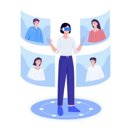 WoMan doing vr meeting  Illustration