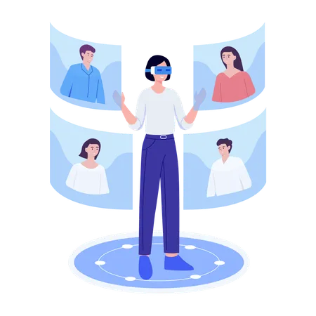 WoMan doing vr meeting  Illustration