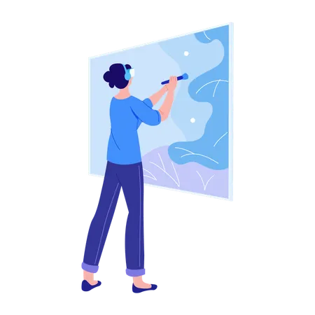 WoMan doing vr painting  Illustration
