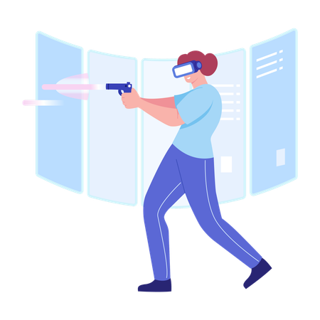 WoMan doing vr shooting  Illustration