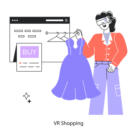 Woman Doing Vr Shopping  Ilustración