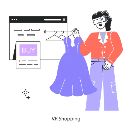 Woman Doing Vr Shopping  Illustration