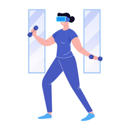 WoMan doing vr workout  Illustration