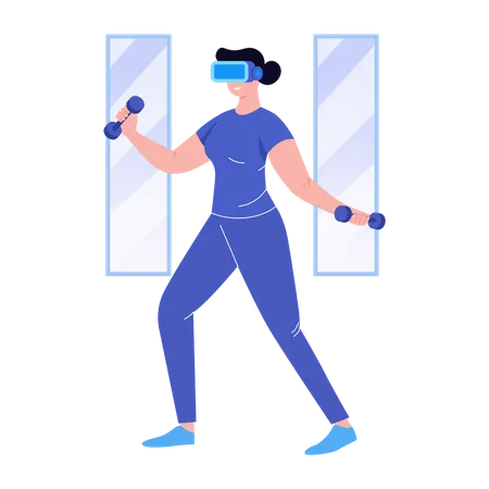WoMan doing vr workout  Illustration