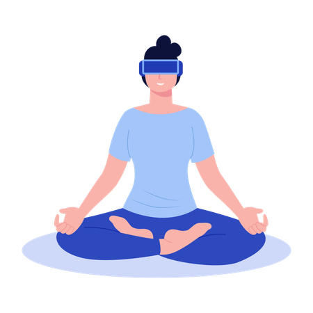 WoMan doing VR yoga meditation  Illustration