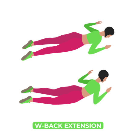 Woman Doing W Back Extension  Illustration