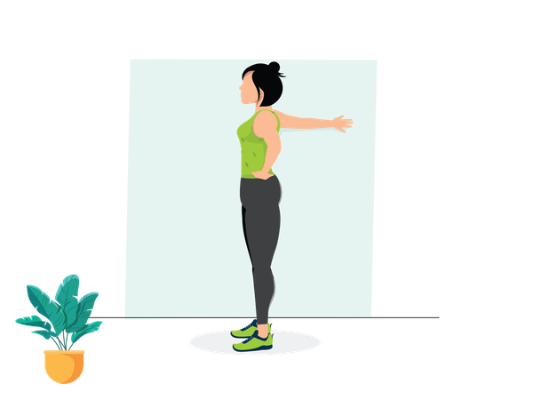 Woman doing Wall Chest Opener  Illustration