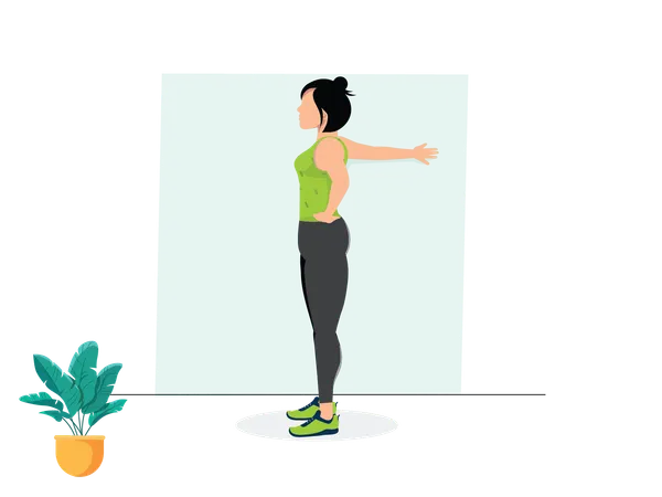 Woman doing Wall Chest Opener  Illustration