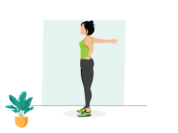 Woman doing Wall Chest Opener  Illustration
