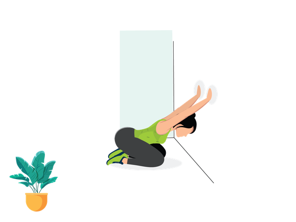 Woman doing Wall Child Pose  Illustration