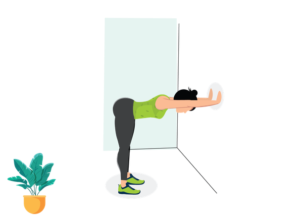 Woman doing Wall Downward Dog  Illustration