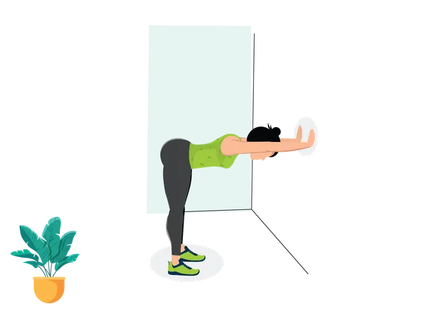 Woman doing Wall Downward Dog  Illustration