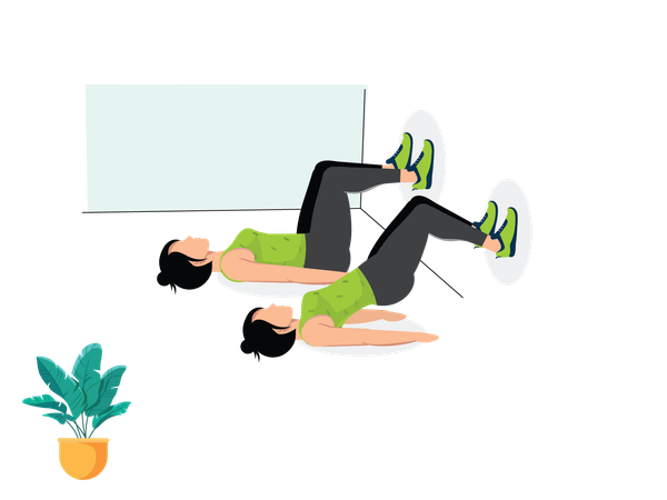 Woman doing Wall Glute Bridge  Illustration