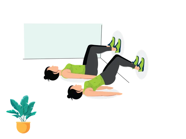 Woman doing Wall Glute Bridge  Illustration