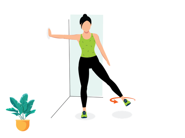 Woman doing Wall Hip Circles  Illustration