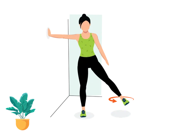 Woman doing Wall Hip Circles  Illustration